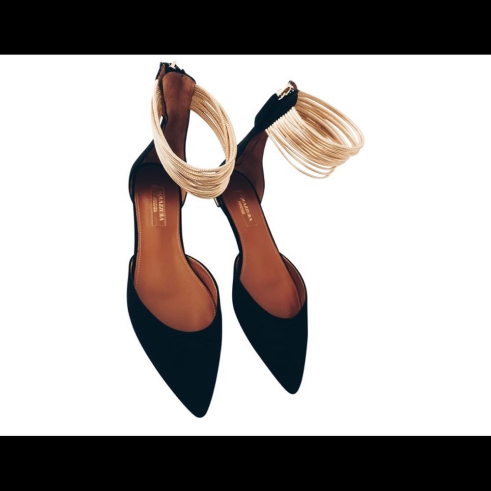 Aquazurra Black Women’s Hello Lover - Suede Flats